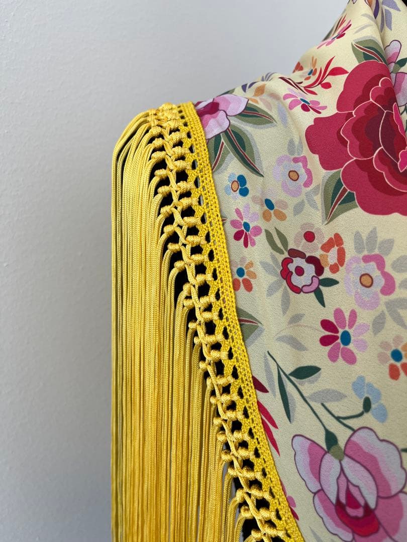 フラメンコ マントンシージョ イエローマントン風花柄水玉 イエロー