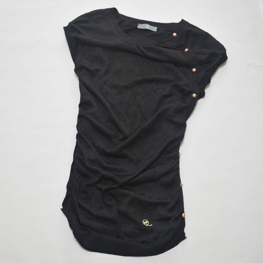 McQ アレキサンダーマックイーン ねじれ ワンピース イタリア製 ラメ 黒　金