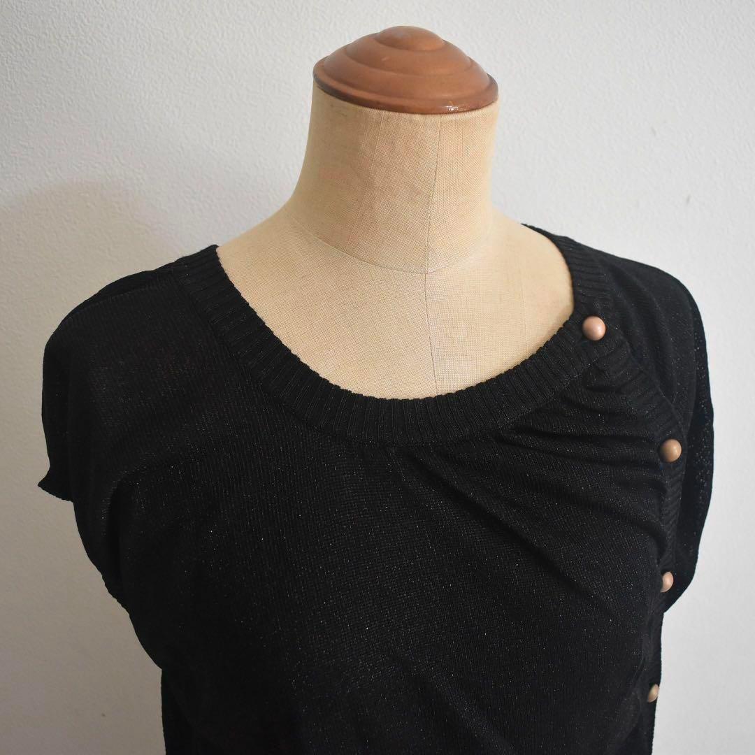 McQ アレキサンダーマックイーン ねじれ ワンピース イタリア製 ラメ 黒　金