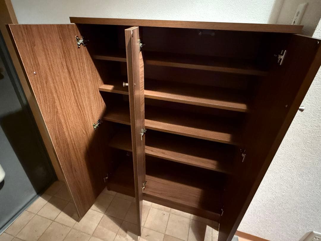 ブラウン シューズラック 5段棚付き