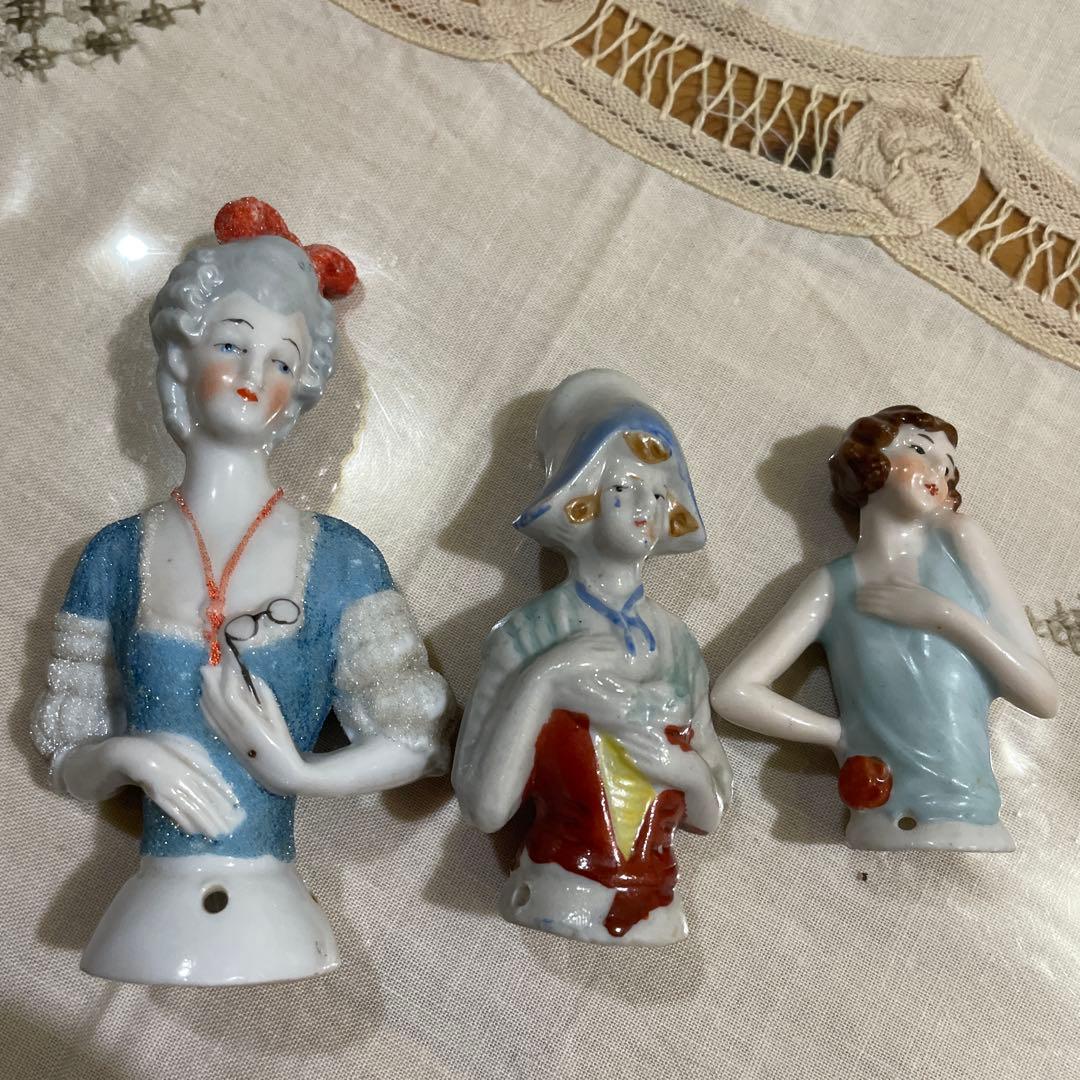 372 陶器製女性像 フィギュア 3点セット.ハーフドール