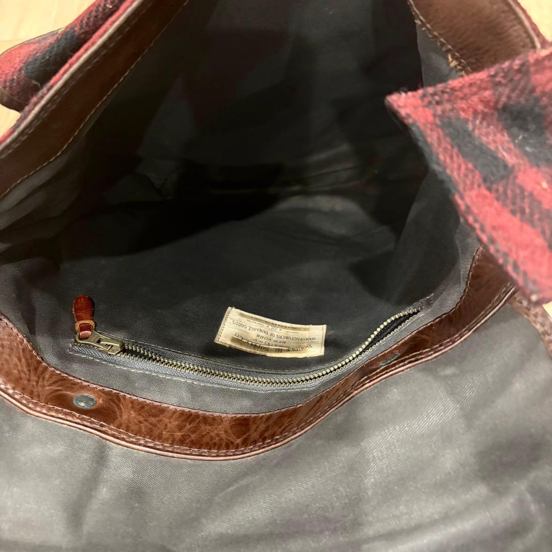 【入手困難】RRL Double RL レザー ツイード バッグ チェック