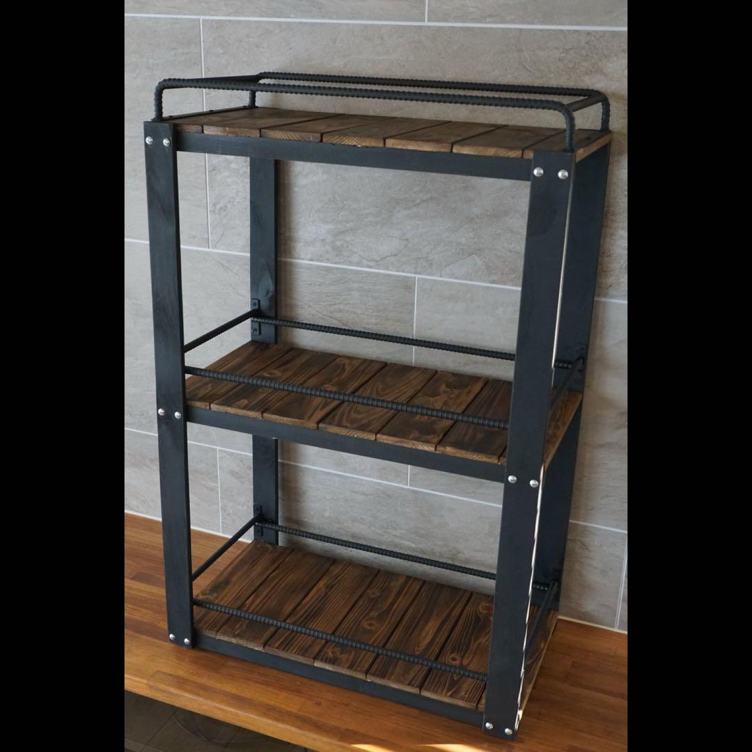 ウイスキーラック　棚　鉄×木製アイアンラック／おうちバー・ボトル棚・酒棚 118