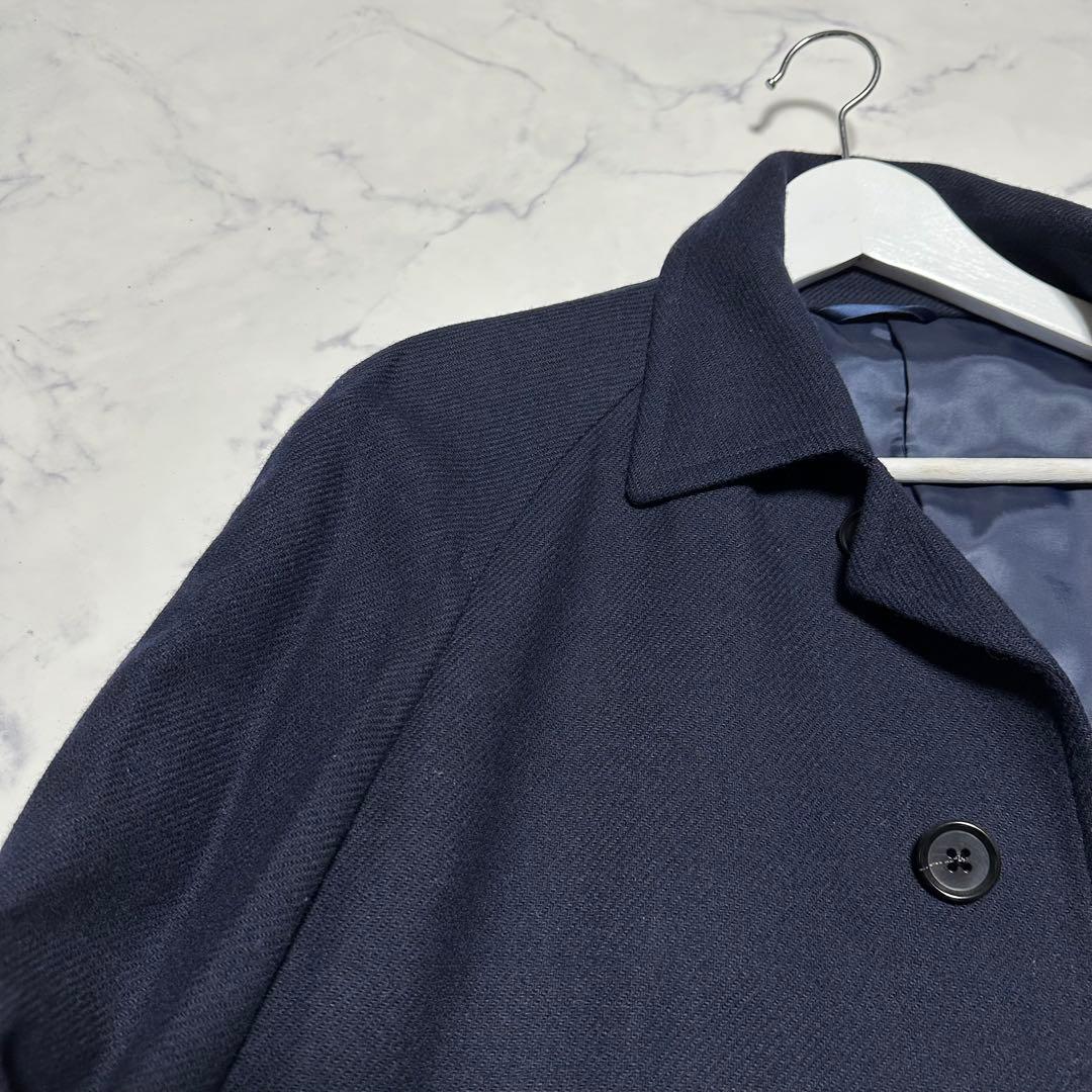 極美品　ブルックスブラザーズ　ステンカラーコート　ネイビー　紺ウール100%