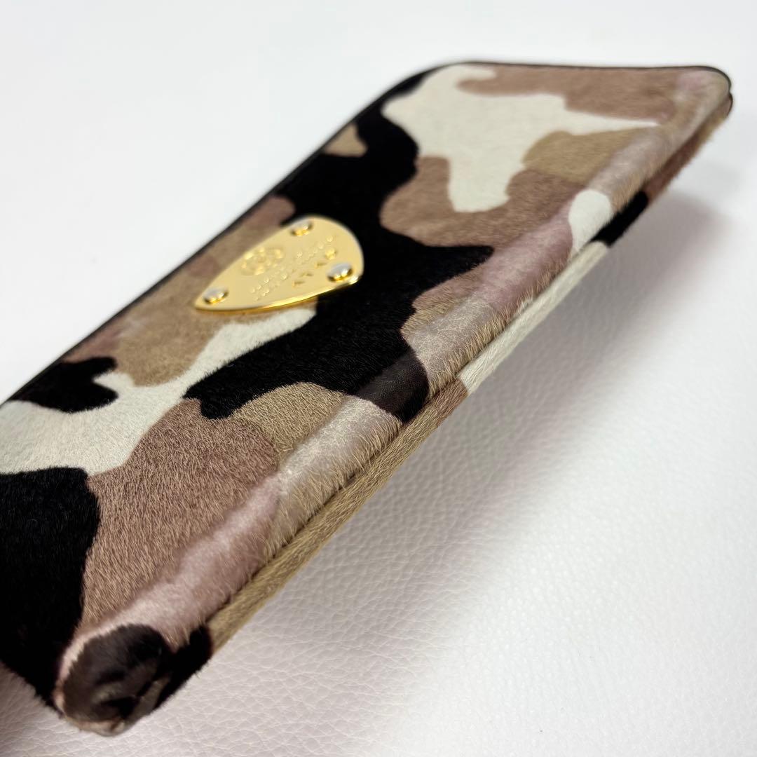 希少✨アタオ リモ ハラコ 長財布 迷彩 カモフラ ミリタリー ベージュ