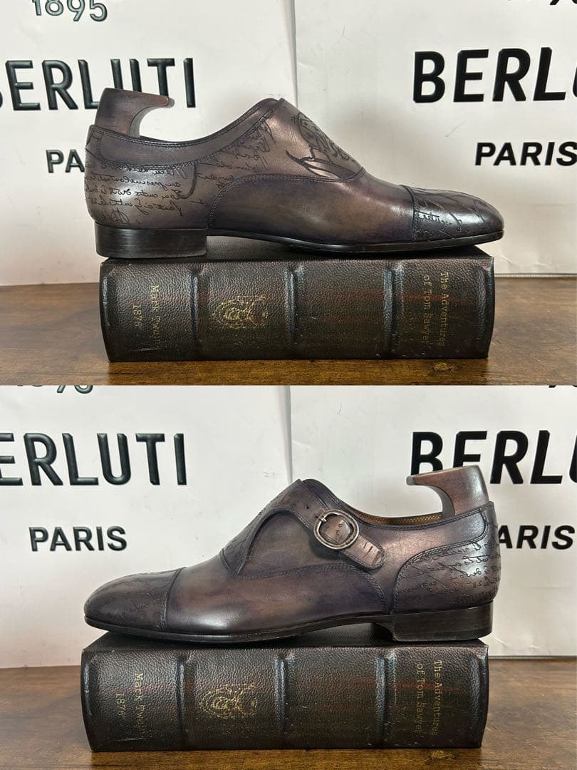 廃盤52万 Berluti シングルモンクストラップ シューズ オルガ期 7.5