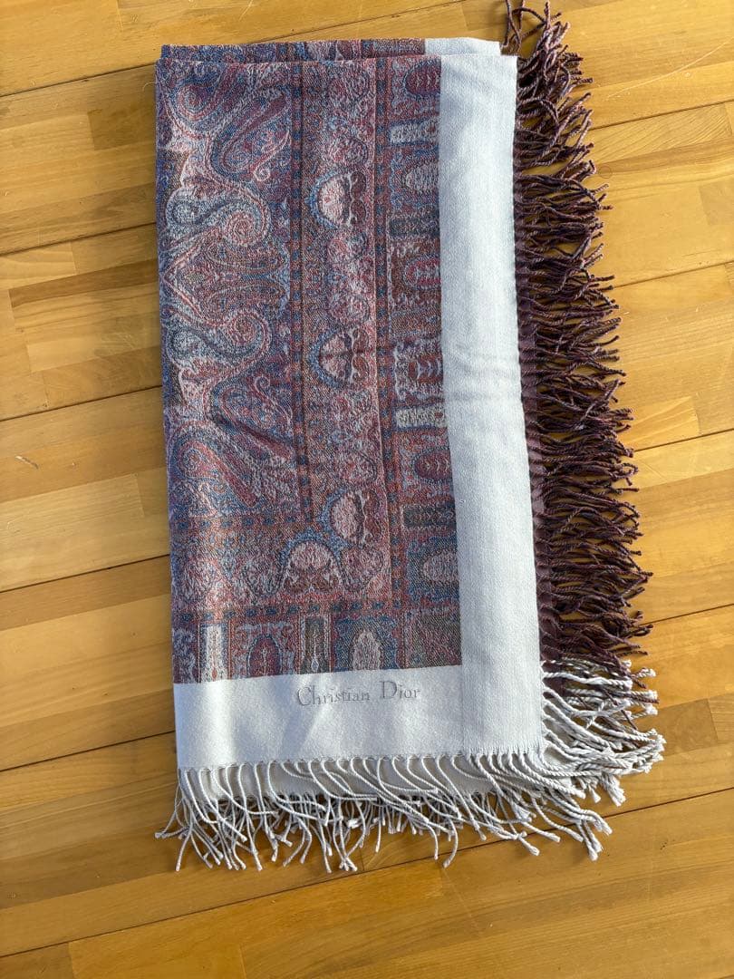Christian Dior 大判ストール 茶系ペイズリー ヴィンテージ