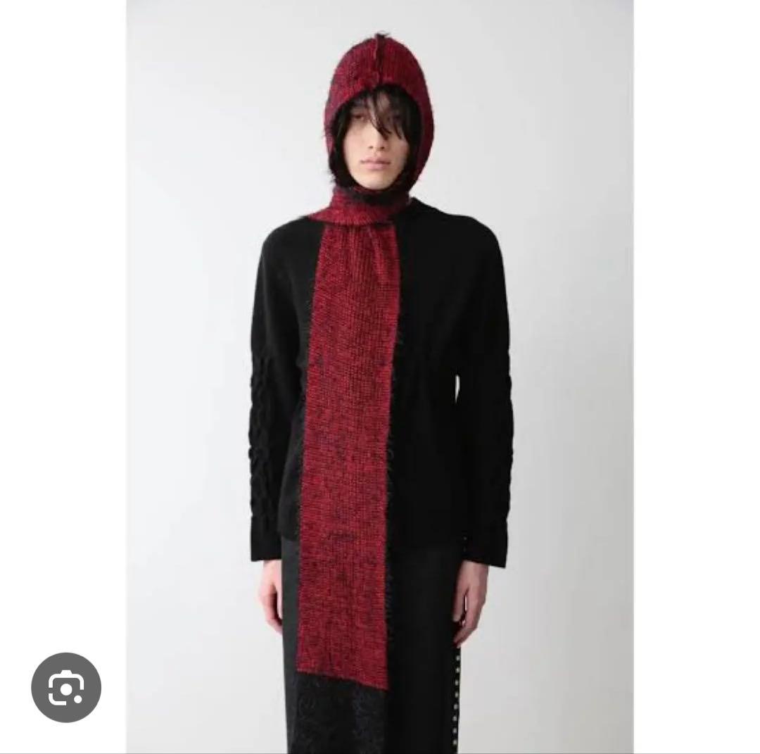 ORIMI オリミ マフラーフード付きニットスカーフ 赤黒