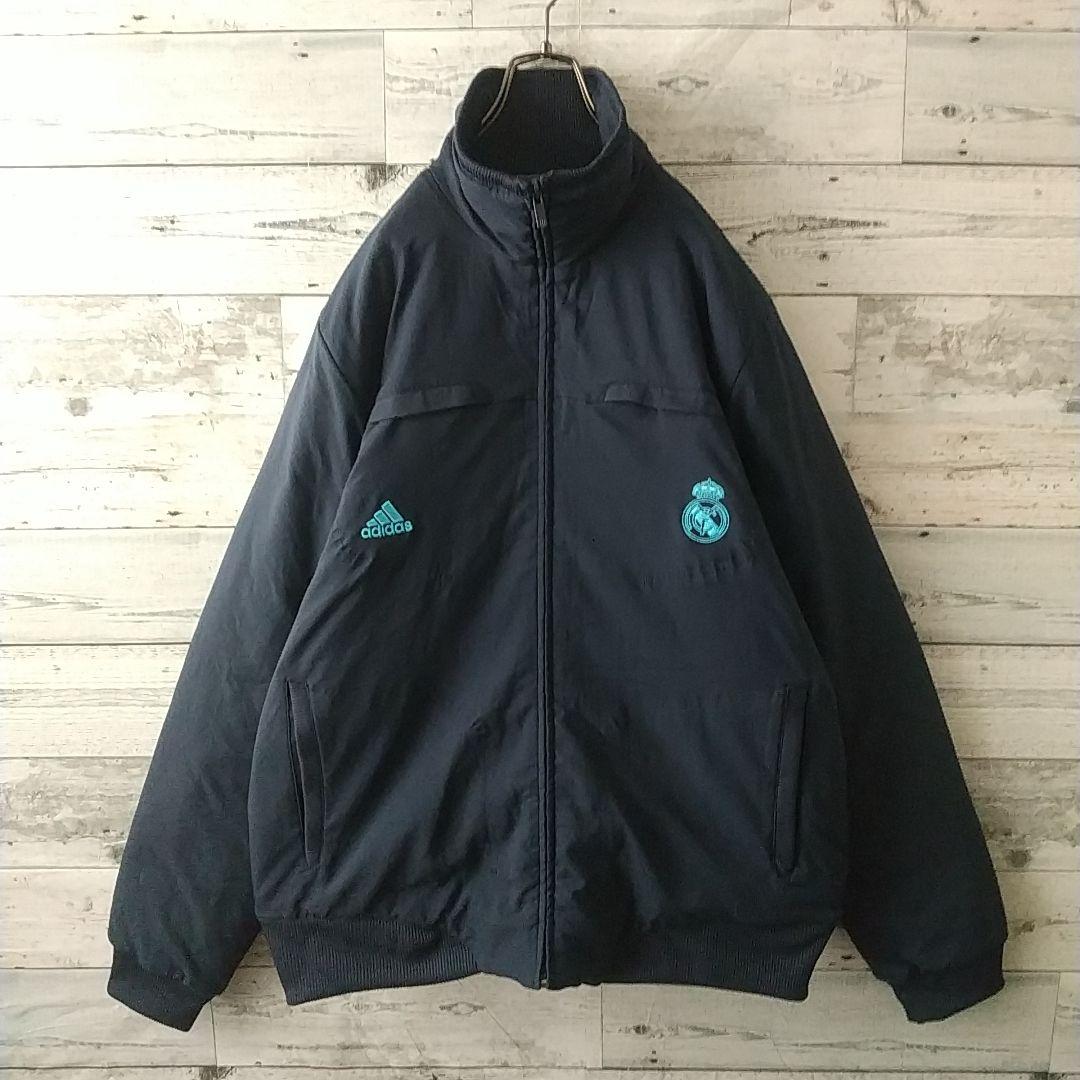 人気☆アディダス レアルマドリード 刺繍 中綿入り ジャケット L ネイビー