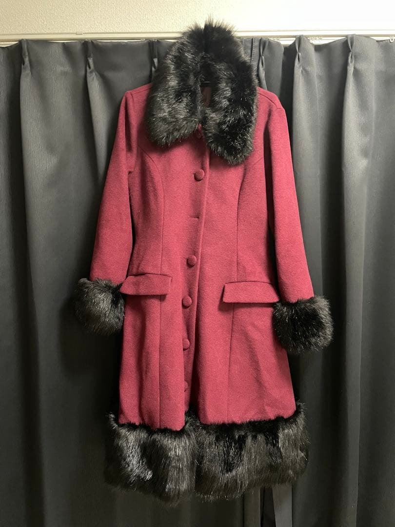 ATELIER-PIERROT アトリエピエロ　ケープ付ファーコート　ワイン