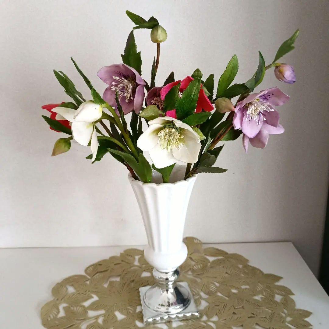 専用 クリスマスローズのアレンジ クレイフラワー 樹脂粘土