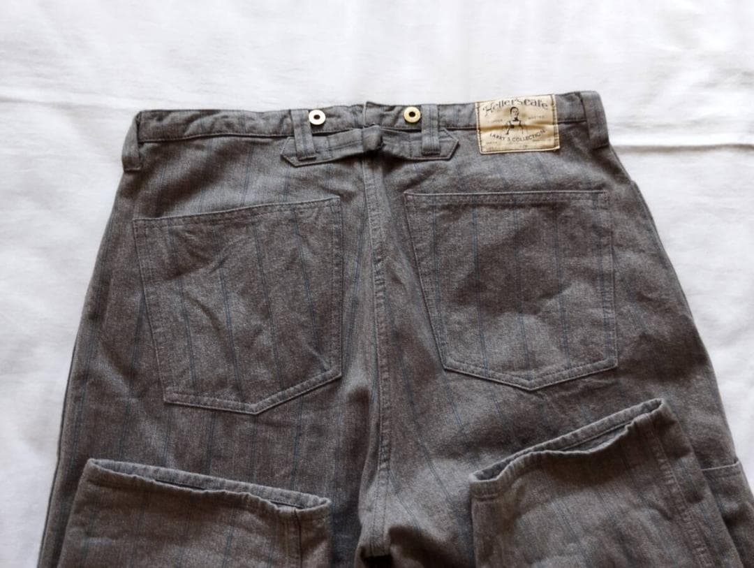 ウエアハウスHeller's Cafe シンチバックグレーストライプワークパンツ