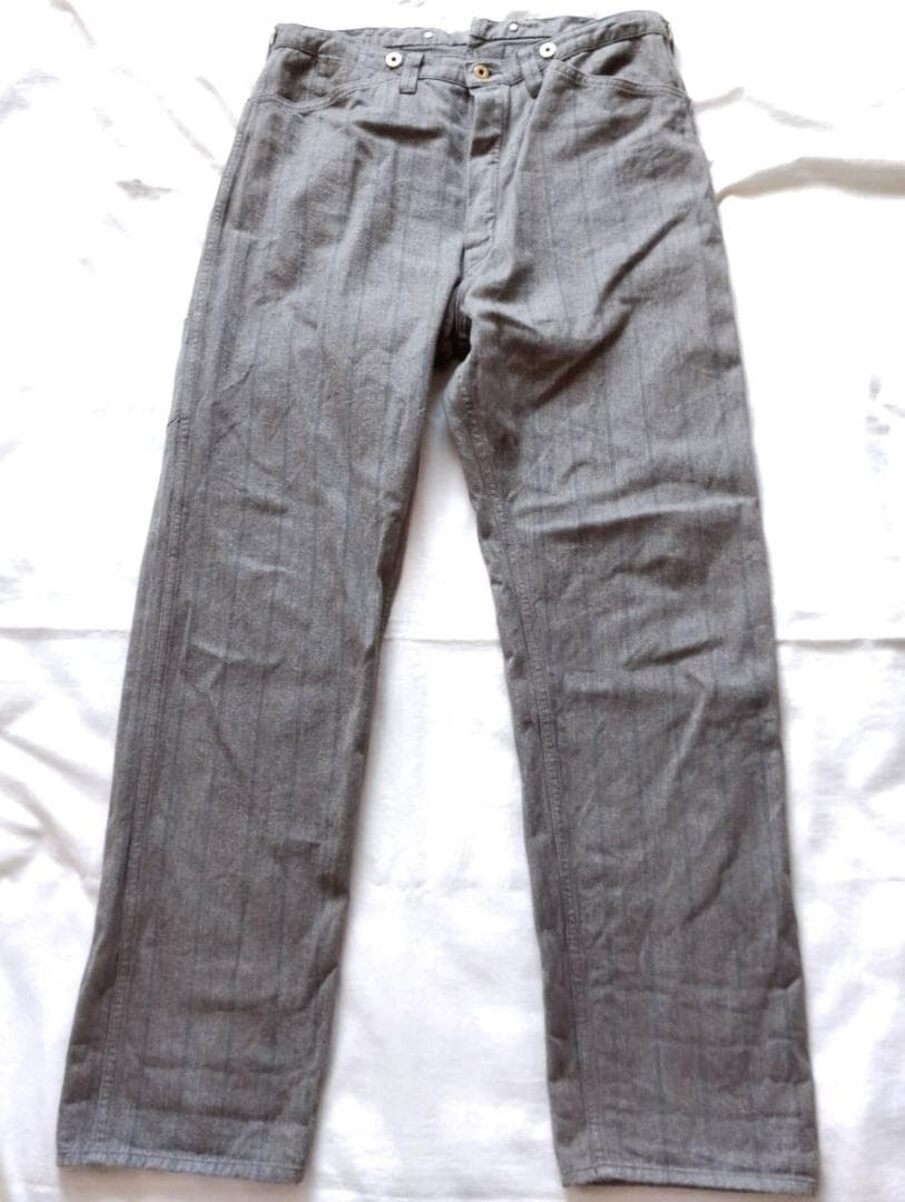 ウエアハウスHeller's Cafe シンチバックグレーストライプワークパンツ