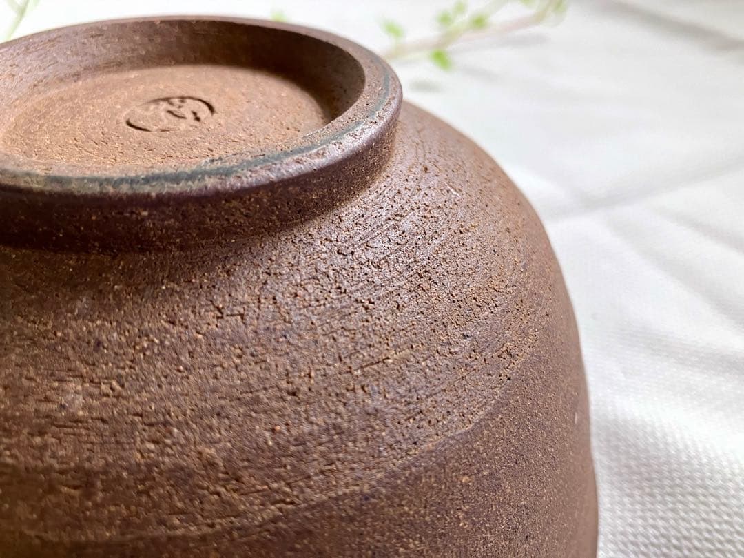 ✓お茶道/茶器/抹茶椀/側面は素焼き見込みにのみ釉薬/美品