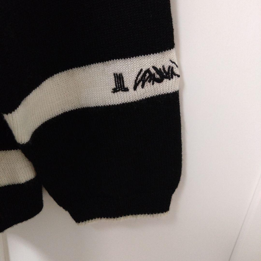 LANVIN SPORT (ランバン)黒白ストライプゴルフニットセーター