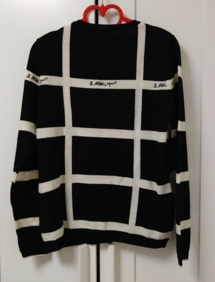 LANVIN SPORT (ランバン)黒白ストライプゴルフニットセーター