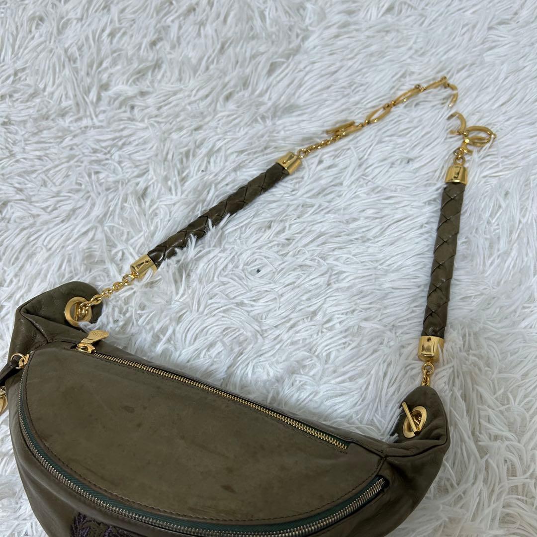 希少✨ヴィンテージ/チェーン】ボッテガヴェネタ ボディバッグ カーキ