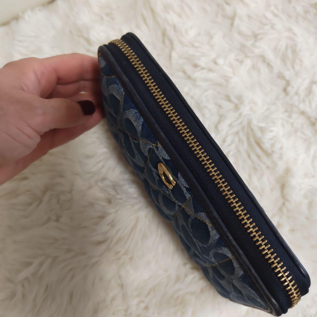 Coach デニム 長財布 ネイビー