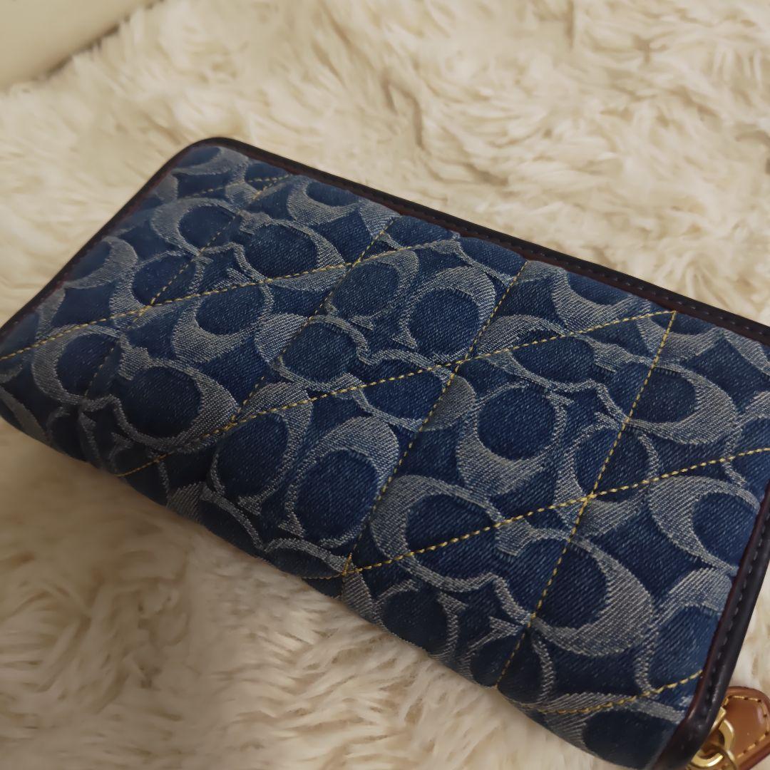 Coach デニム 長財布 ネイビー