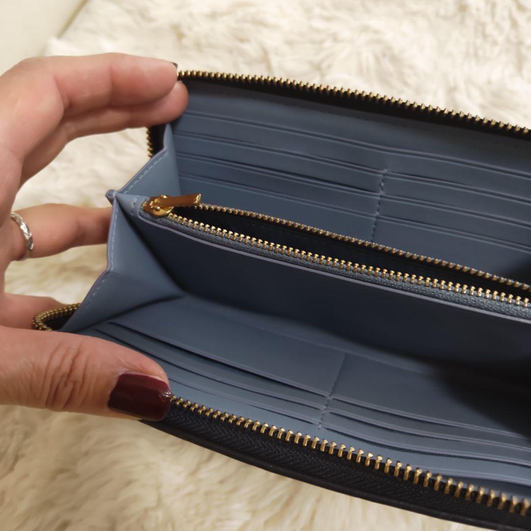 Coach デニム 長財布 ネイビー