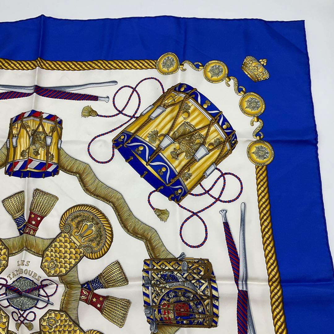 HERMES スカーフ カレ90 LES TAMBOURS シルク6_37