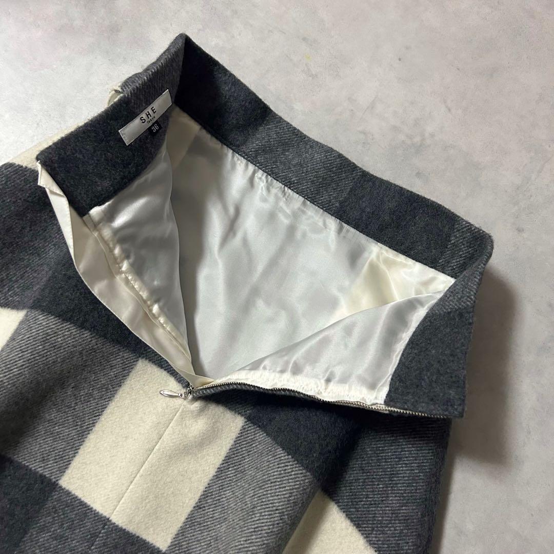 美品✨シートーキョー Elisa チェック柄ウールスカート Aライン マキシ丈