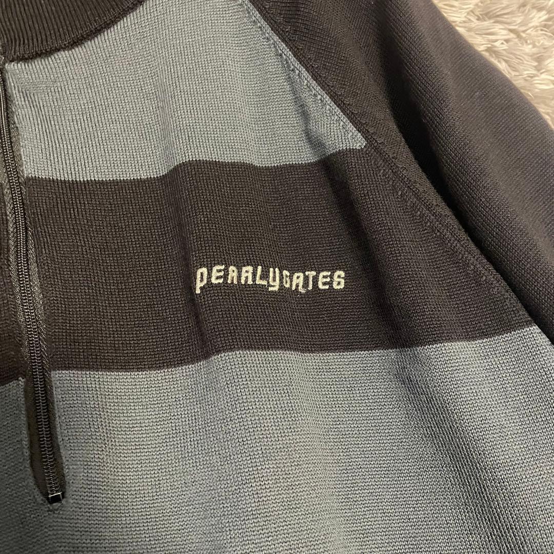 PEARLY GATES　ロゴ刺繍 ハーフジップ ボーダーニット 4