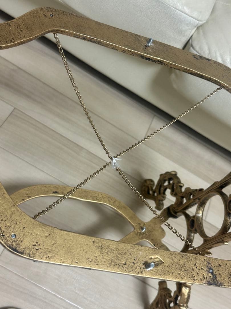 アンティーク調　大理石調　サイドテーブル　ゴールド脚