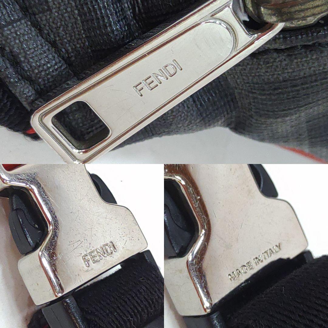 【美品】フェンディ ウエストポーチ ボディバッグ レザー×PVC FF柄 黒