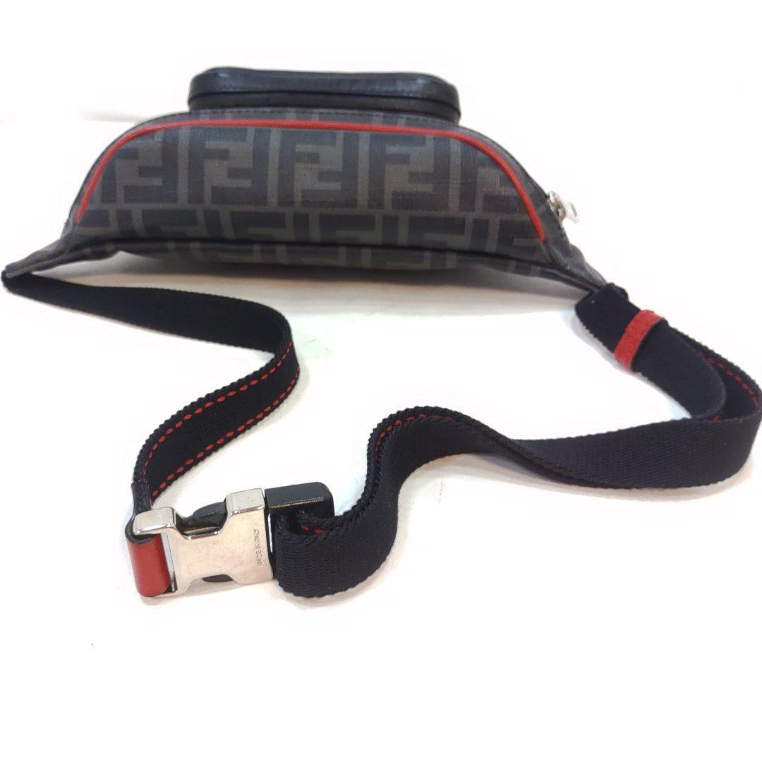 【美品】フェンディ ウエストポーチ ボディバッグ レザー×PVC FF柄 黒