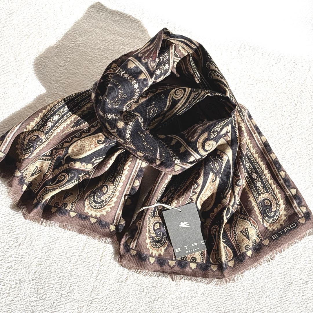 【新品】ETRO エトロ ペイズリー柄 ストール マフラー　イタリア製　シルク混