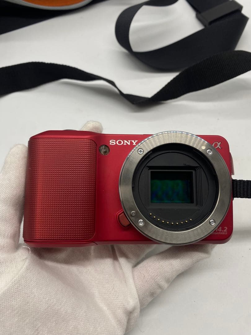 SONY NEX-3 レッド 望遠レンズキット SEL55210 バッグ付