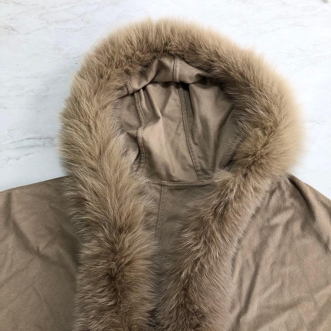 美品✨SAGA FURS カシミヤ100% ブルーフォックスファー ポンチョ