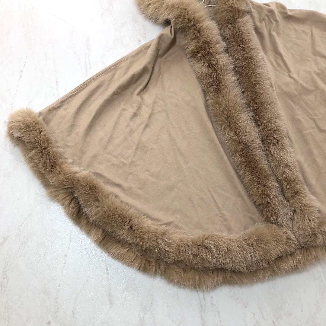 美品✨SAGA FURS カシミヤ100% ブルーフォックスファー ポンチョ