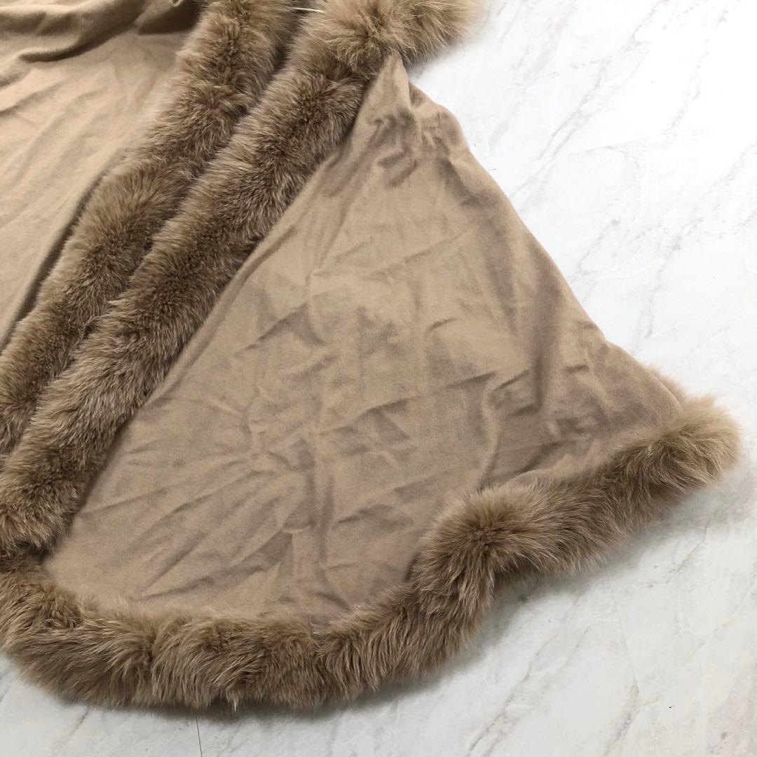 美品✨SAGA FURS カシミヤ100% ブルーフォックスファー ポンチョ