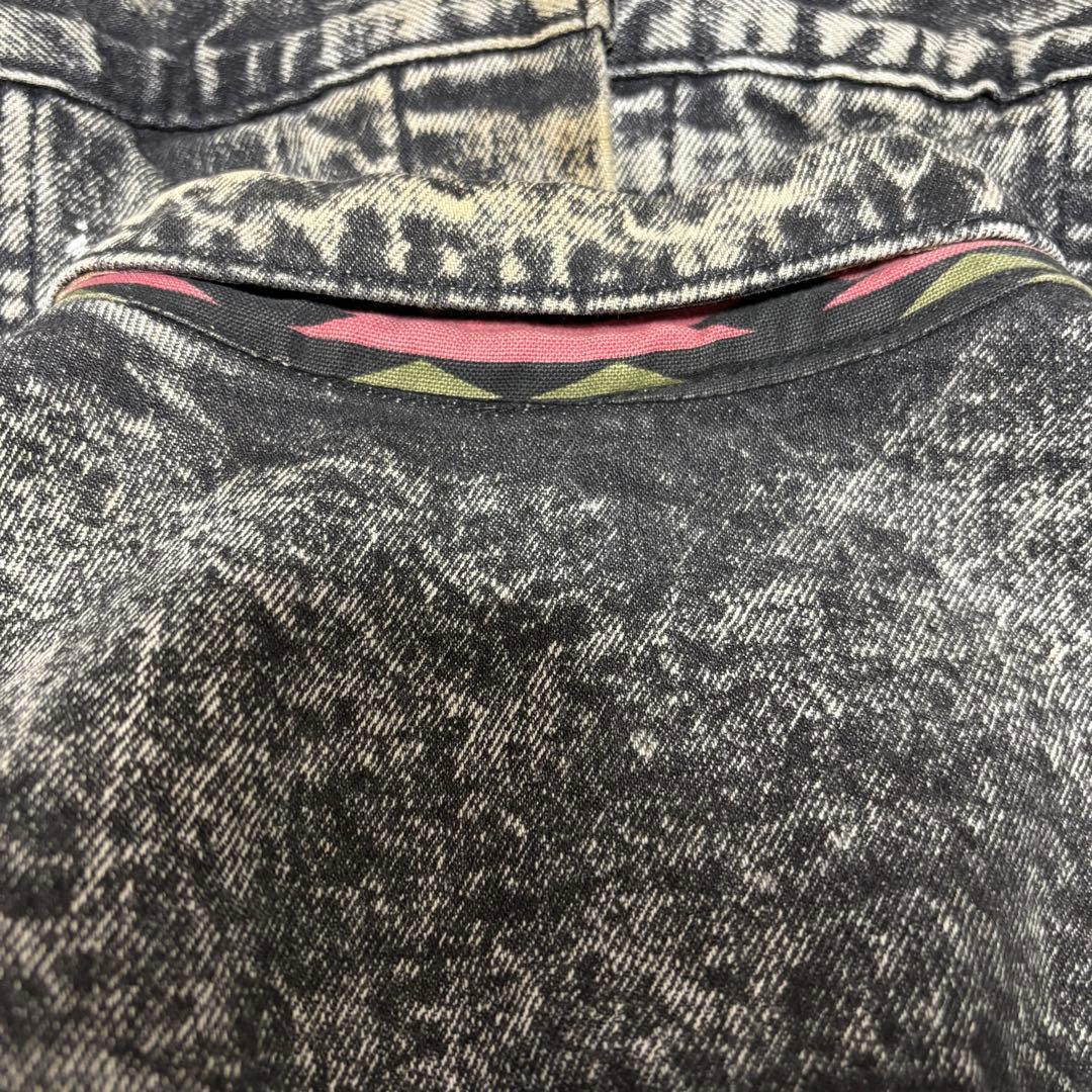 90s USA製 リーバイス ブラックデニムジャケット XL ネイティブ柄