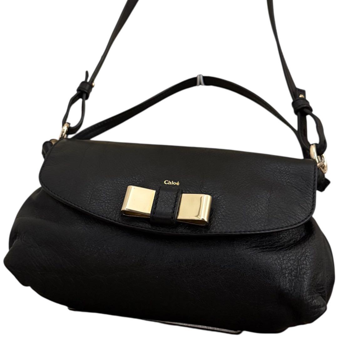 未使用級✨クロエ リリィ ショルダーバッグ 2way レザー ブラック