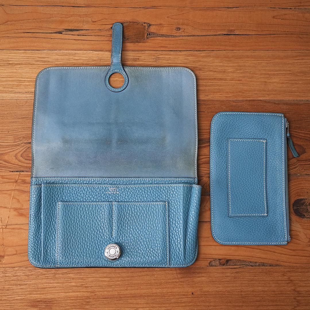 HERMES エルメス ドゴン GM ブルージーン 長財布 H刻印 デュオ - メルカリ