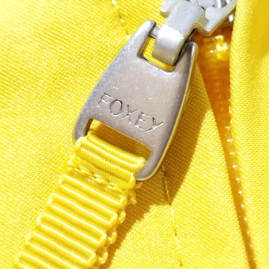 FOXEY ストレッチ 42 イエロー フレアー プリーツ ワンピース ドレス