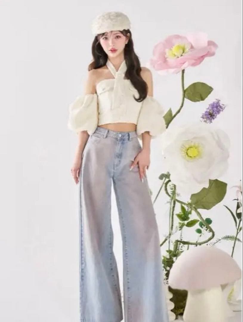 ‪Darich ホルターネックオフショルツイードトップス ホワイト