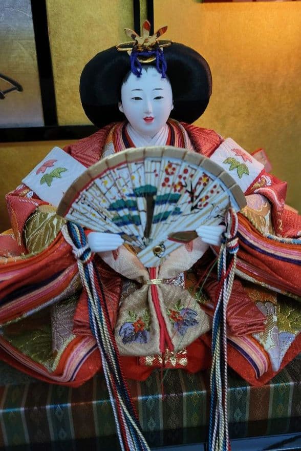 雛人形セット 2体 扇子付き オルゴール付 親王飾
