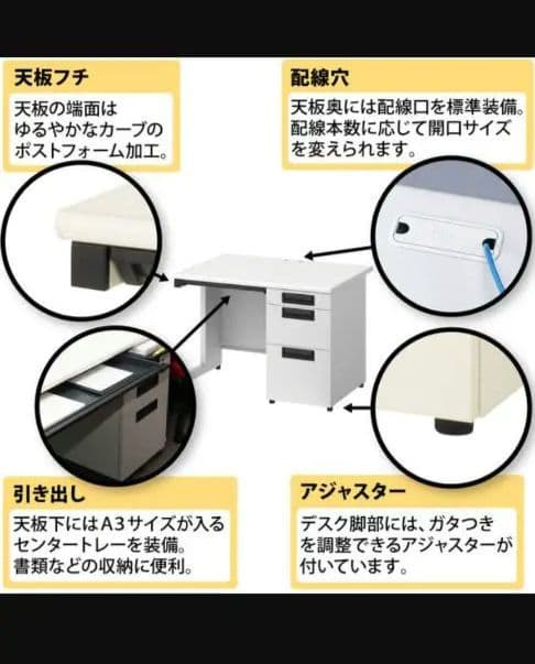PLUS オフィスデスク　勉強机　パソコンデスク　 幅140cm　机上ラック付き