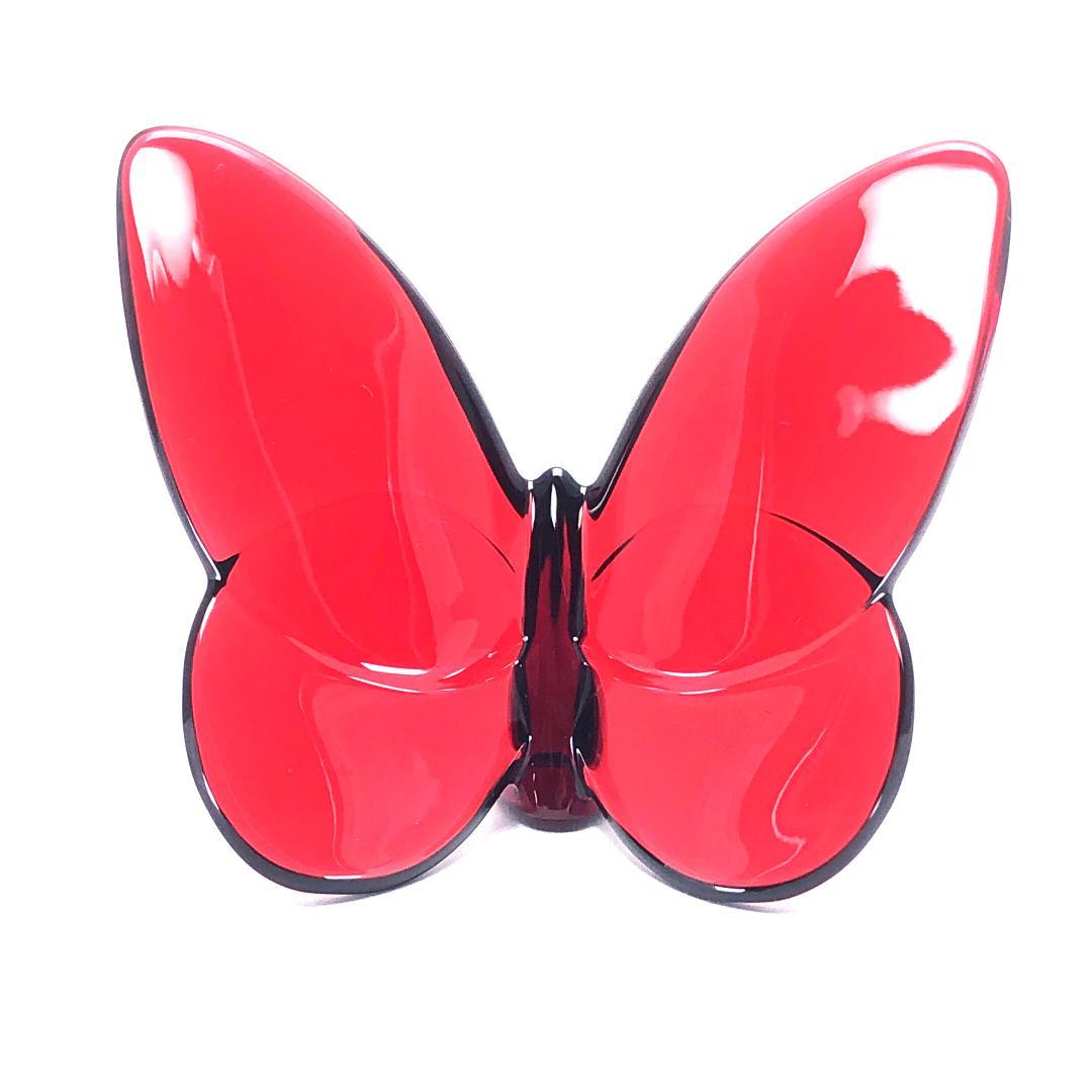 【美品・箱付き】バカラ／ラッキーバタフライ クリスタル レッド／BC512
