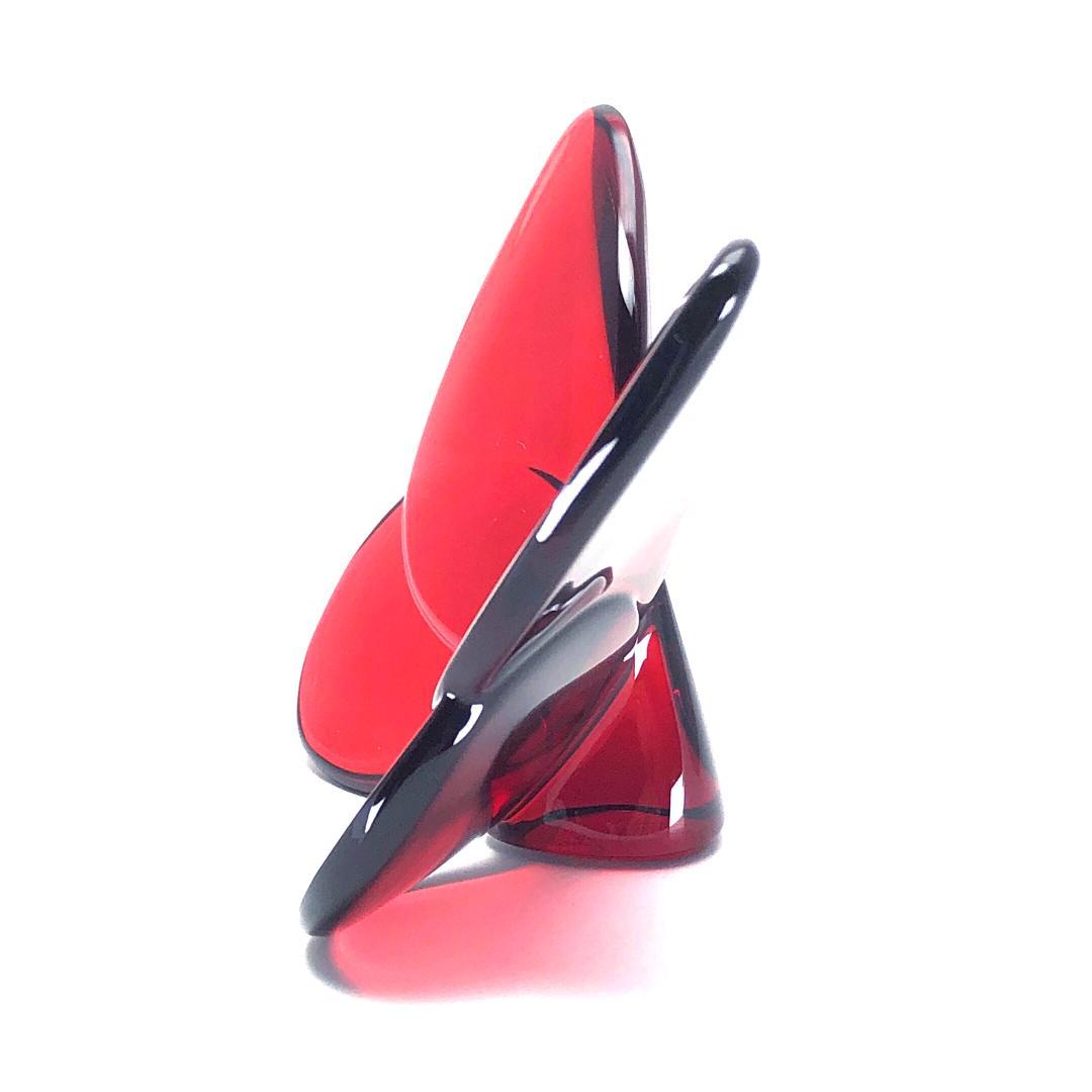 【美品・箱付き】バカラ／ラッキーバタフライ クリスタル レッド／BC512