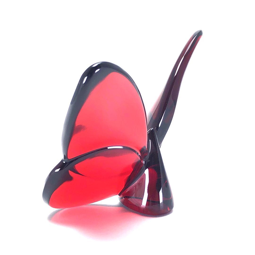 【美品・箱付き】バカラ／ラッキーバタフライ クリスタル レッド／BC512