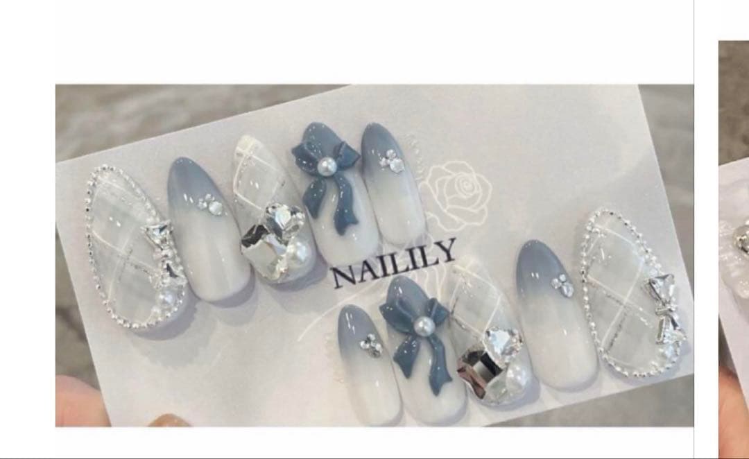 ネイルチップ ニュアンス ぷっくり ガーリー 韓国