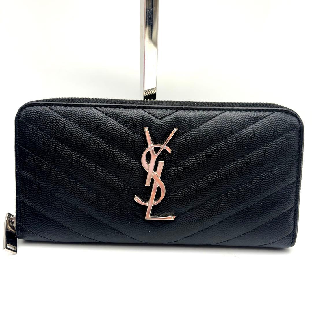 ✨美品✨サンローラン　長財布　ラウンドファスナー カサンドラ　ブラック　黒