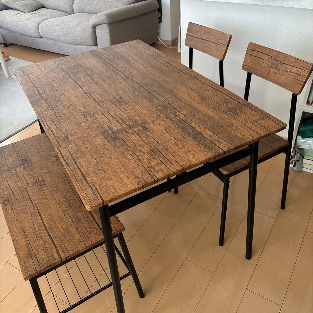 ダイニングテーブルセット　4点セット　［テーブル+チェア×2+ベンチ×1］