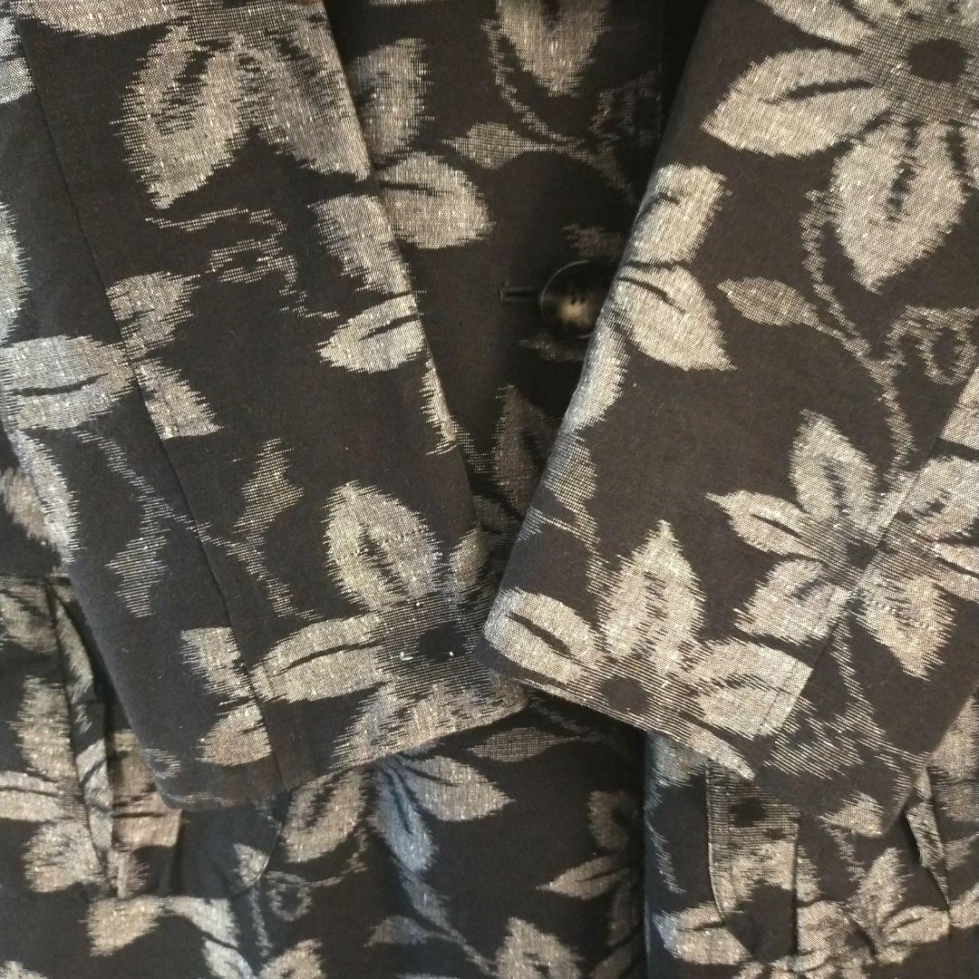 儀右ェ門ギエモン 花柄 黒 ロングコート 久留米絣 - メルカリ