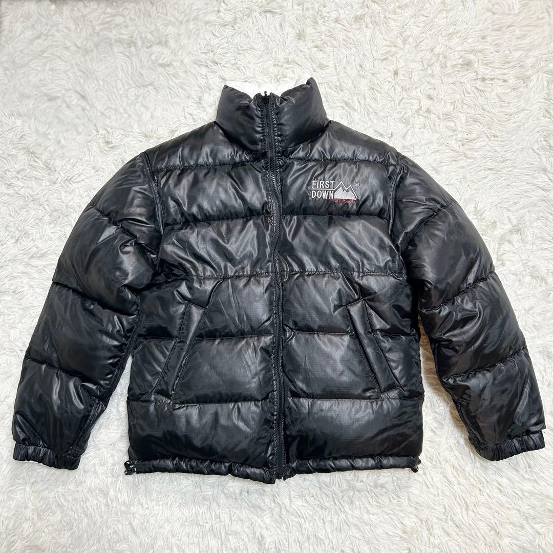 美品 ファーストダウン ダウンジャケット リバーシブル 黒 白 肉厚